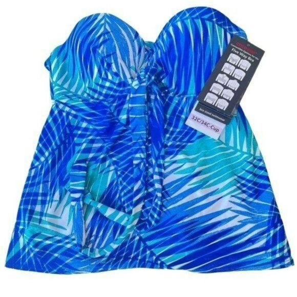 Coco Reef Womens Ocean Blue Five Way Convertible Blue Tankini Top 32C‎ 34C New - Picture 6 of 13